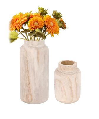 China Modern simple CLASSIC solid wood small vase dry flower vase garden style bedroom living room family decoration for sale