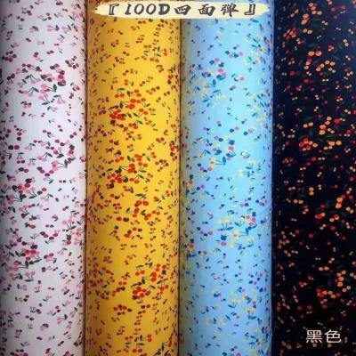 China Shrink-Resistant Custom Chinese Factory 100D 4way Polyester Stretch Printed Fabric For Garment for sale