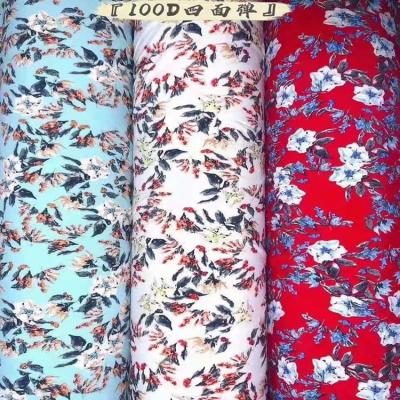 China Factory Price 100D 4way Polyester Shrink-Resistant Stretch Printed Fabric For Garment for sale