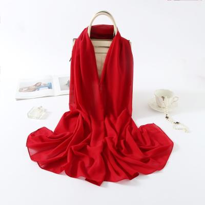 China HuaZu Textile Wholesale Chiffon Women 100% Polyester Chiffon Dyed Cappa Scarf Cover Up for sale