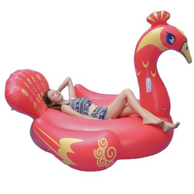 China wholesale 0.3mm Eco-friendly PVC 6P Sunway Standard Inflatable Peacock Pool Float Red for sale