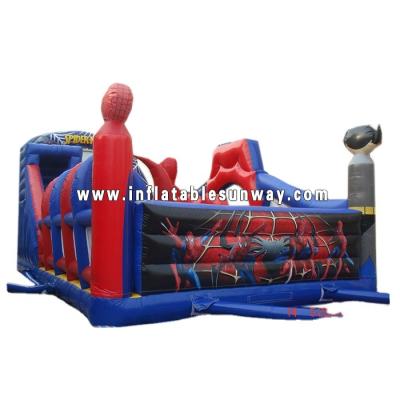 China PVC digital printing inflatable spider-man play ground inflatable playland game station for sale for sale