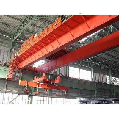 China Crane Heavy Duty 5t~50t 16/3.2~32/5t Double Girder QC Electromagnetic Bridge Crane With Magnet Overhead Bridge for sale