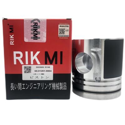 China RIKMI factory quality D1146 piston for Doosan diesel engine machinery engine parts engine repair kit 65.01201-0804 factory direct for sale