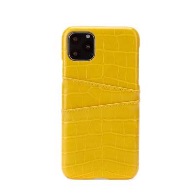 China With Stand Logo Grain Contrast Color Dual Color Card Slots Alligator Leather Phone Cases Custom Paint Oil Craft Croc for sale