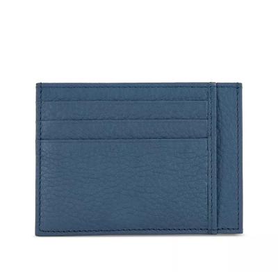 China 100% Custom Eco-Friendly Blue Pebble Leather 9 Logo Card Slots Card Holder for Gift Voucher Card Holder for sale