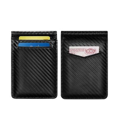 China Normcore/Minimalist Custom Logo Slim Mens Wallet Money Clip Credit Card Holder For Carbon Fiber Leather Slim Wallets Men Gifts for sale