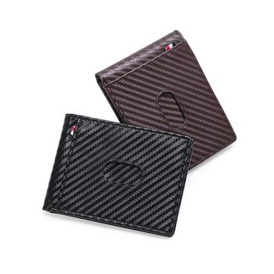 China Fashion PU Leather Credit Card Wallet Carbon Fiber Bifold Wallet Rfid Money Stored Customized Eco-Friendly/Unique Leather Clip For Men for sale