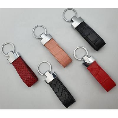 China Fashional Souvenir Gifts Crocodile Emboss Leather Key Chain,Stainless Steel Snake Python Leather Key Ring Genuine Leather Key Chain/ for sale