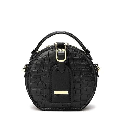 China Luxury High Quality Fashion Madame Crocodile Leather Small Handbag PU Leather Single Shoulder Circle Handbags for sale