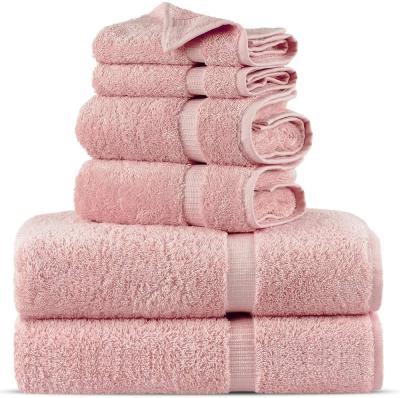 China Hot Sale QUICK DRY 700gsm 16S Durable Absorbent 100% Cotton 6pcs Towel Sets Bath Towel Egyptian Cotton Custom Pink Sheet for sale