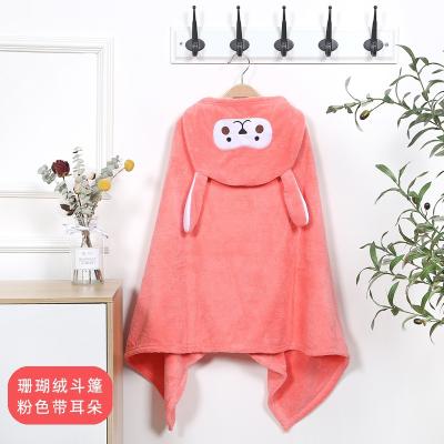 China China Factory Design Fleece Kids Bath Poncho Hooded Towel 70x140cm Thick Coral Soft Viable Wholesale Animals Shower for sale