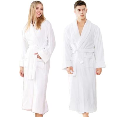 China Top Selling 400gsm Cotton Spa Bathrobe Simple Unisex 100% Terry Shawl Bathrobe Breathable Absorbent Hotel Bathrobe for sale