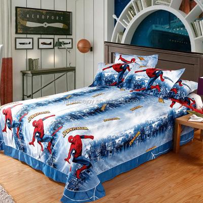 China Anti-Pull 205TC Cotton Twin Boys Bed Linens 100% High End Spiderman Cartoon Kids 3D Bedding Set for sale