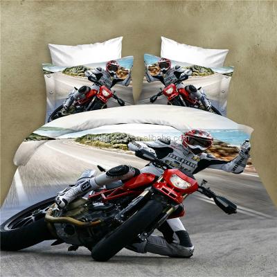 China Disposable Reversible 4pcs Motorcycle 3d Super Reactive Printing Bedding Set 100% Cotton for sale