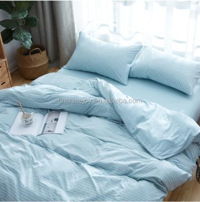 China Fashion Disposable 100% Cotton Knitted Tank Top Duvet Cover Stripe Bedding Sets for sale