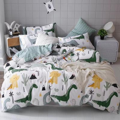 China Premium Disposable Twin Size Boys Duvet Cover Set 100% Cotton Reactive Printing Dinosaur Printed Kids Bedding Sets for sale