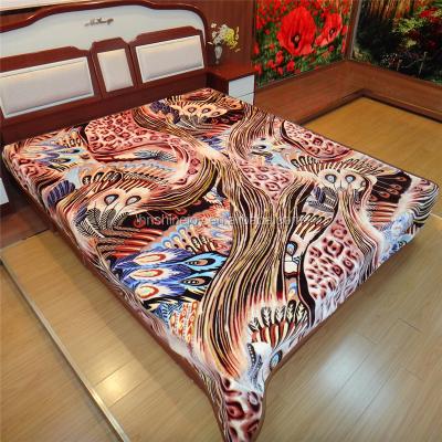 China Disposable Reversible Thick Warm Queen Size 2ply Printed Mink Plush Raschel Blanket for sale