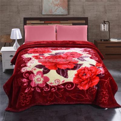 China Silky Soft Mink Disposable Plush Wrinkle and Fade Resistant Floral Printed Raschel Blanket 3.5kg 2ply for sale