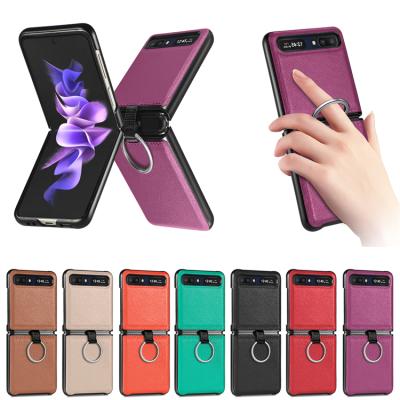 China 100% Accurate Holes for Samsung Galaxy Z Flip 3 Phone Case, Finger Ring Strap Folding Phone Cover for Galaxy Z Flip 3 for sale