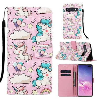 China PU leather cute 3D cartoon unicorn phone cover, cell phone shell for Samsung s10 for sale