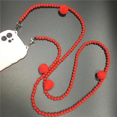 China Elegant Red Beaded Cross Long - Body Phone Chain No MOQ Wrist Lanyard Shoulder Strap Red Cell Phone Beads Elegant Long Cross - Body Phone Chain No MOQ for sale