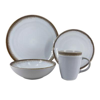 China Best Viable Selling Ware Embossed Reactive Glazed Sandstone 16pcs Dinner Set for sale