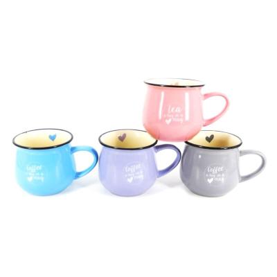 China Viable Teenage Style Two Tone Shinny Color Glazed Ceramic Coffee Mug for sale