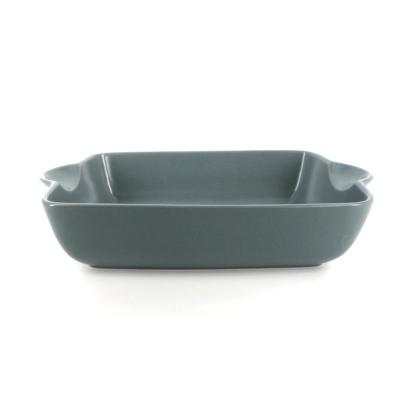 China Rectangle Europe Style Disposable Simple Color Glazed Ovenware With Double Ears for sale