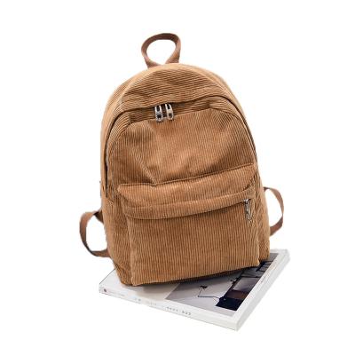 China Portable Simple Casual Travel Increasing Cheap Unisex College Backpack Satchel Students Satchel Custom Corduroy School Bag for sale