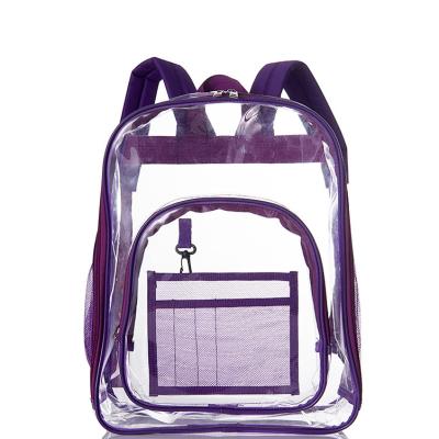 China Custom Clear Summer Campus PVC Beach Shoulder Bag Female Students Transparent Waterproof Unisex Teenager School Bag Backpack for sale