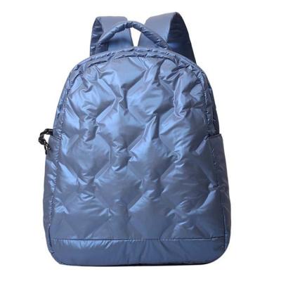 China Waterproof Fashionable Portable Zipper Down Cloth Quilted Student School Bag Space Cotton Women Backpack Wholesale for sale