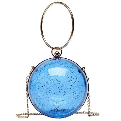 China Fashion Ins Style Women Handbag Round-Shape Acrylic Shoulder Bag Evening Transparent Spherical Female Clutch Bag for sale