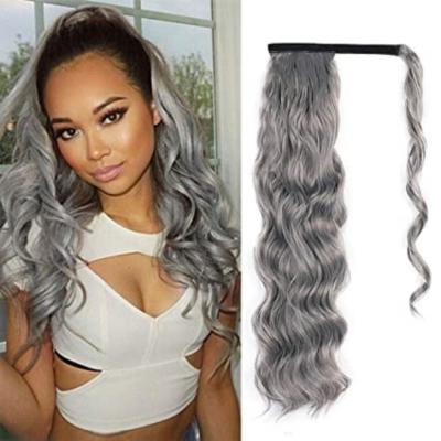 China CUSTOMIZED Natural Pony Tail Drawstring Wrap Around Hair Extension Novelties Heat Clip Synthetic High Temperature Wave Loose Body Wave Ponytail for sale