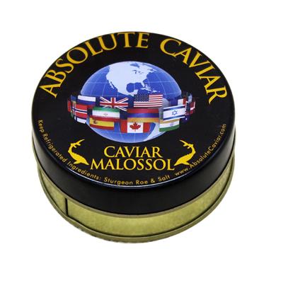 China 125g food capacity food grade gold color custom logo printing design D80*25mm tin box for caviar for sale