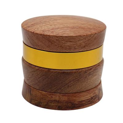 China Sharp Teeth 4 Parts Aluminum Alloy Wooden Herb Tobacco Grinder for sale