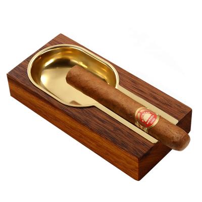 China Wholesale Custom Luxury Elegant Brass Solid Wood Cigar Ashtray Decorative Cigar Ashtray for sale