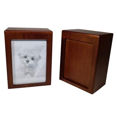 China Elegance Burial Elegance Viable Wooden Pet Casket Biodegradable Pet Casket With Photo Acrylic Glass Protector for sale