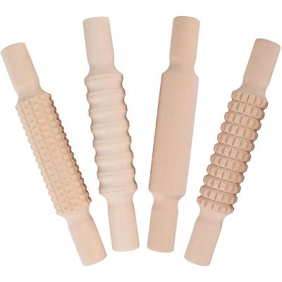 China Wooden Embossed Kids Mini Playdough Rolling Pin Set Play Dough Montessori Rolling Roller Viable Wholesale for sale