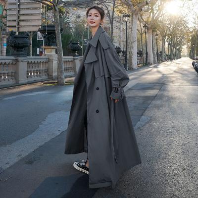 China Waterproof Women Loose Lengthtrench Coat Anorak Spring Autumn New Oversized Medium Cross Belted Casual Tracksuit for sale