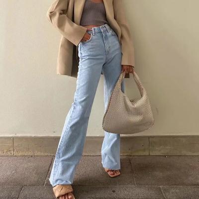 China Fashion Women's Waist Autumn Pants QUICK DRY Casual Straight Loose Lower Friend Denim High Leg Pants Harajuku for sale