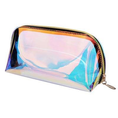 China High Quality Portable Zipper Pouch Toiletry Bag Travel Makeup Bag, Small Cosmetic Bags Transparent TPU Makeup Pouch For Women Girls (Laser) for sale