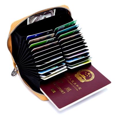 China Waterproof Women Red Genuine Leather Rfid Cash Zipper Clutch Wallet, Female Female RFID Blocking Zipper Around Credit Card Holders Wallets for sale