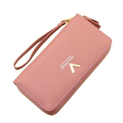 China PU Leather Waterproof Vegan Ladies Clutch Wallet Zipper Around Phone Purse Card Holder Organizer, Double Zippers Bracelet Wallets For Women for sale