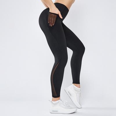 China New Style Breathable Hot Selling High Waist Butt Lifter Lift Up Women's Fitness Tights With Mesh Fabric Mixed Pockets for sale