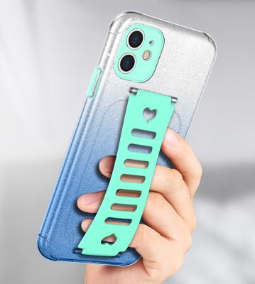 China Fashion Anti-drop TPU Cell Phone Case With Wristband Glitter Mobile Case For iPhone 13 12 11 Pro Max for sale