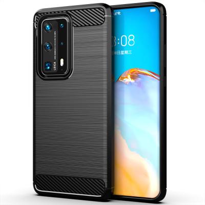 China Carbon Fiber TPU Flexible Soft Case Anti-fall Shockproof Protective Phone Cover For Huawei P40 pro + case for sale