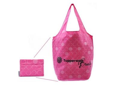 China Fashion Pink Polyester Shopping Bag Foldable with Embroidery Logo for sale