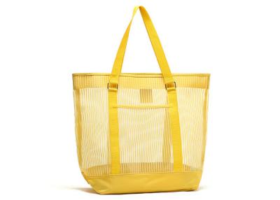 China Personalized Solid Mesh Large Clear Beach Tote Bag with Velcro Stick in Yellow for sale