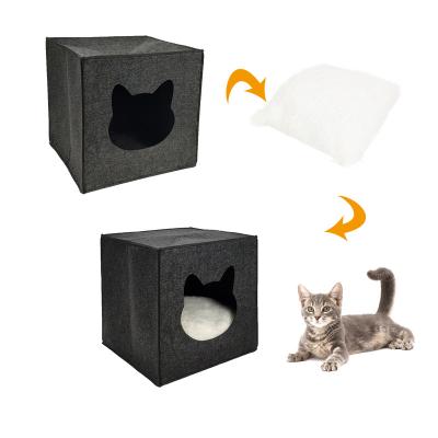 China Outdoor Cat House Eco-Friendly Felt Premium And Foldable Cat House With Cushion Pad for sale